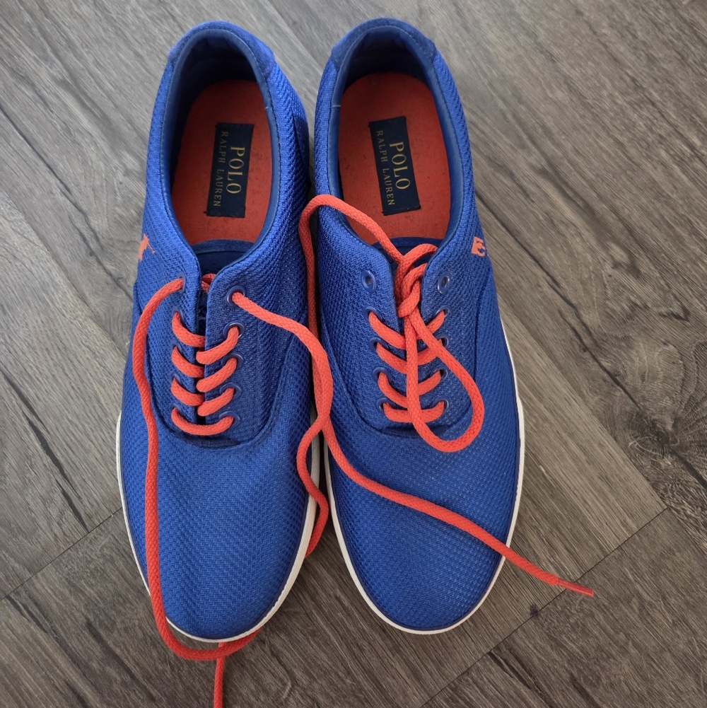Polo Ralph Lauren  Men's Vaughn Logo Sneakers Royal Blue Dotted Mesh Size 10.5